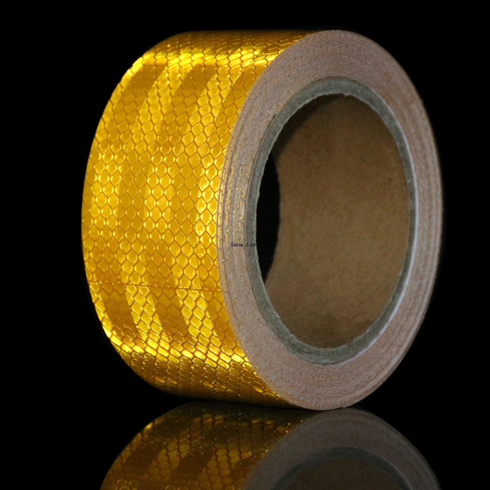 2Inch*16FT Yellow Reflective Prismatic Tape High Conspicuity Adhesive Retro Reflector Sticker Waterproof Strip For Truck Trailer