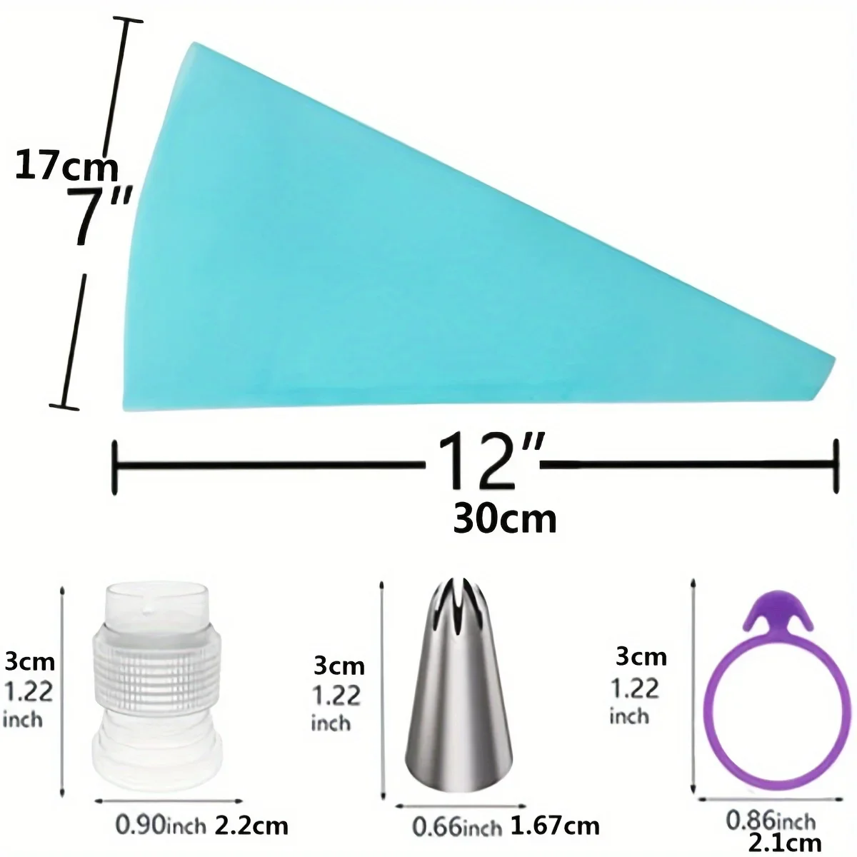 Complete Cake Decorating Set: Reusable Piping Bags & Tips, Standard Converters & Silicone Rings - Perfect For Baking!