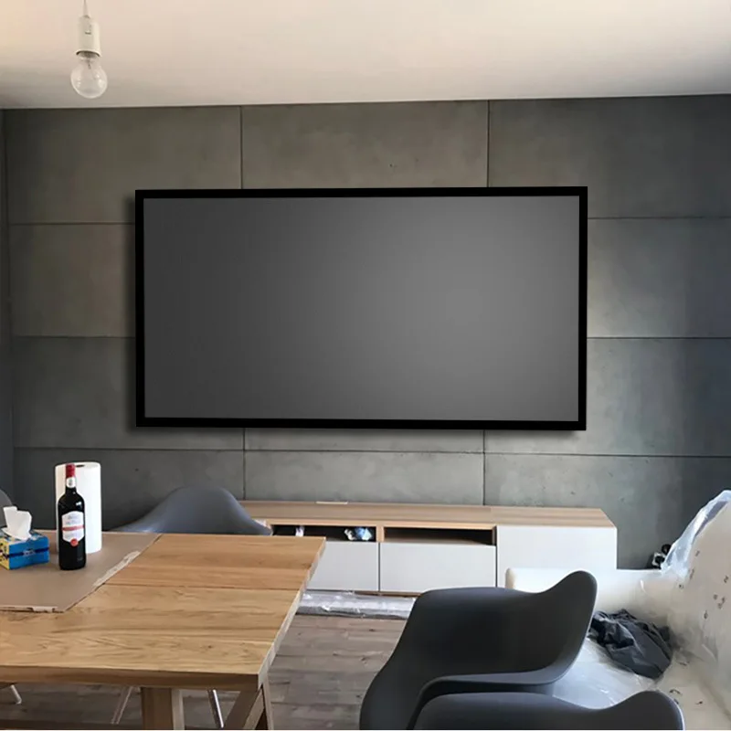 New Listing Wall Gray 150 Inch 16:9 Wide frame 4.5cm Home Theater UST Alr Pet Fixed Projector Projection Screen