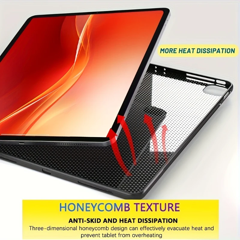 case for iPad Pro 12.9 2018 2020 2021 2022 Slim Soft Cover with Honeycomb Cooling System, Matte Black Protective Case Compatible