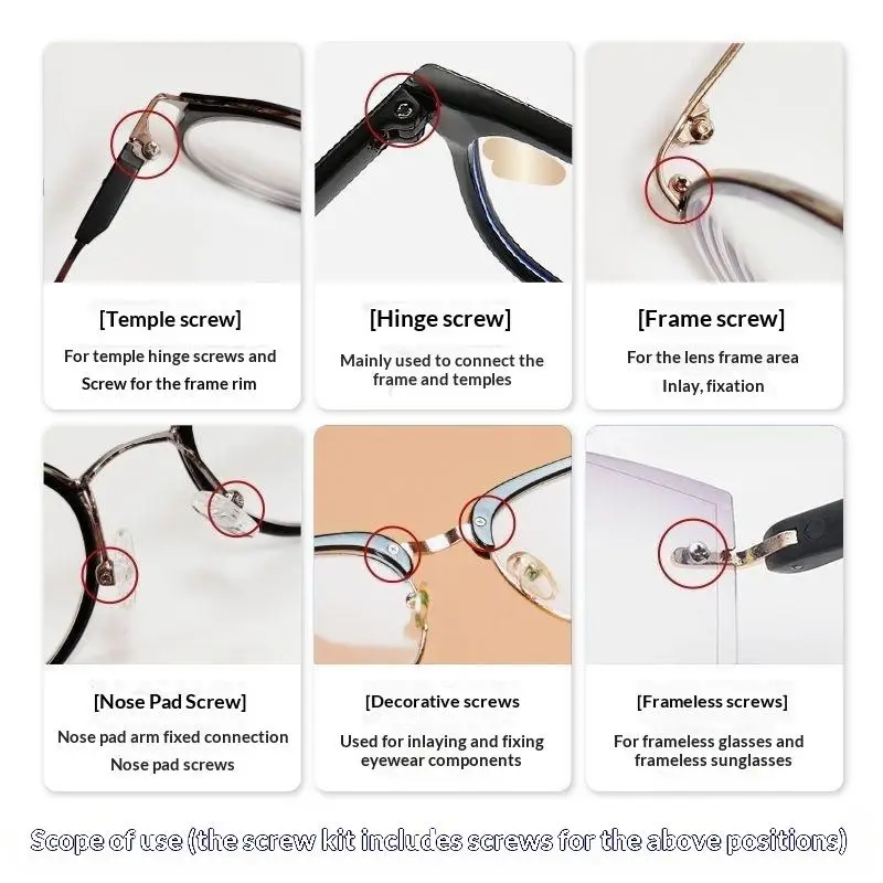 1 Set Mini-Präzisionsschraubendreher-Set zur Reparatur von Brillen, inklusive Schrauben und weichen Nasenpads für Lesebrillen. – Detail 10