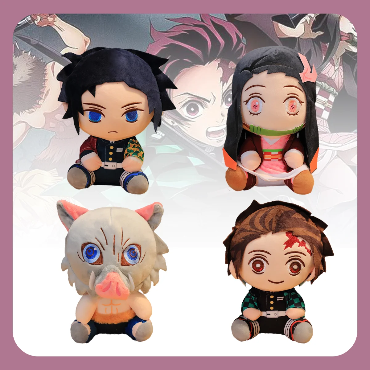 Cute Tanjiro Nezuko Inosuke Giyu Tomioka Plush Toys Adorable Anime Figure Dolls Soft Plushies Anime Lover Kid Boy Birthday Gifts