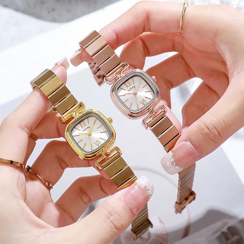 ساعة نسائية بسيطة بحزام من الفولاذ المقاوم للصدأ ساعات كوارتز للسيدات شحن مباشر مربع ساعة يد Relojes Para Mujer