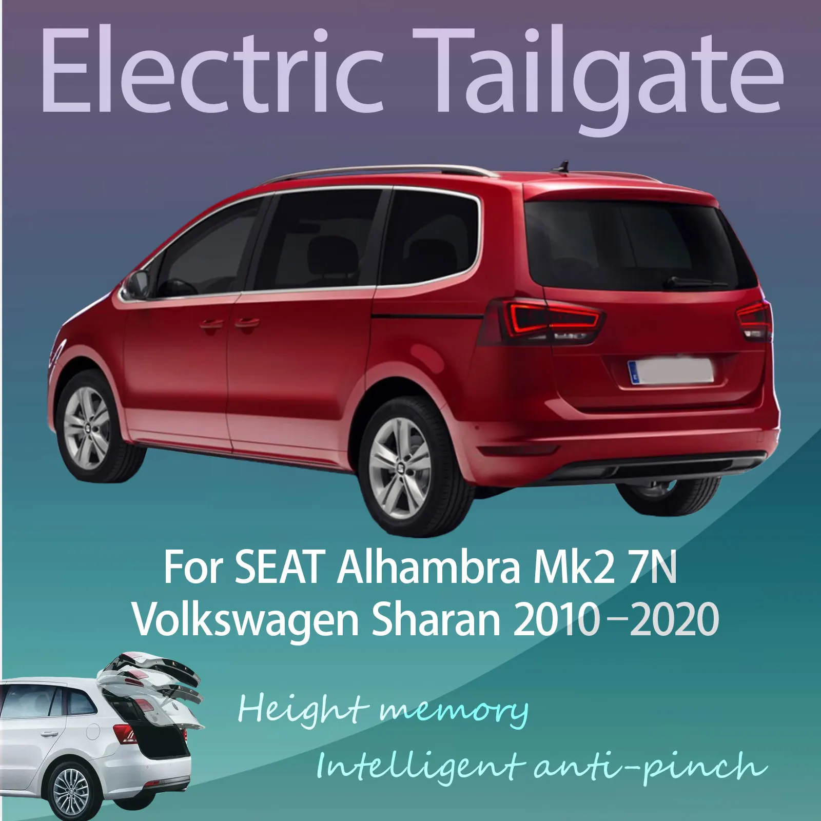 For SEAT Alhambra Mk2 7N Volkswagen Sharan 2010-2020 Electric Tailgate with Sensor Trunk Anti-pinch Memory Height Smart Control