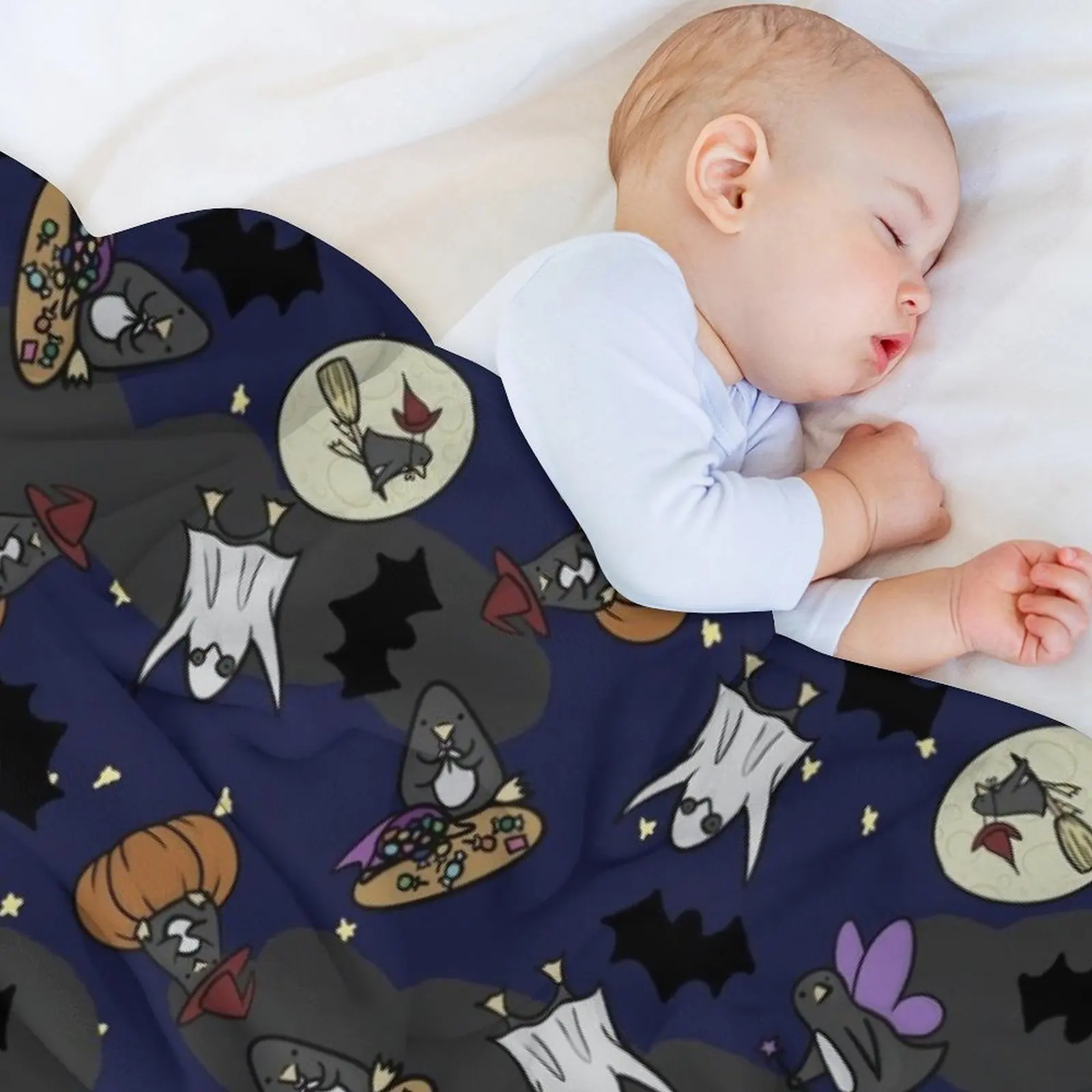 Spooky Penguin Chaos! Throw Blanket Bed covers Summer Beddings Cute For Baby Blankets