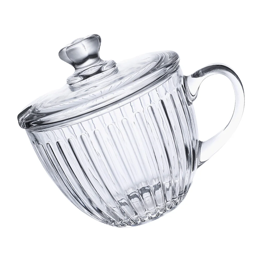 

Large Belly Breakfast Cup Practical Glass Bowl with Lid Portable Multi Use Cereal Milk Fruit Container Decorative Glass Vessel