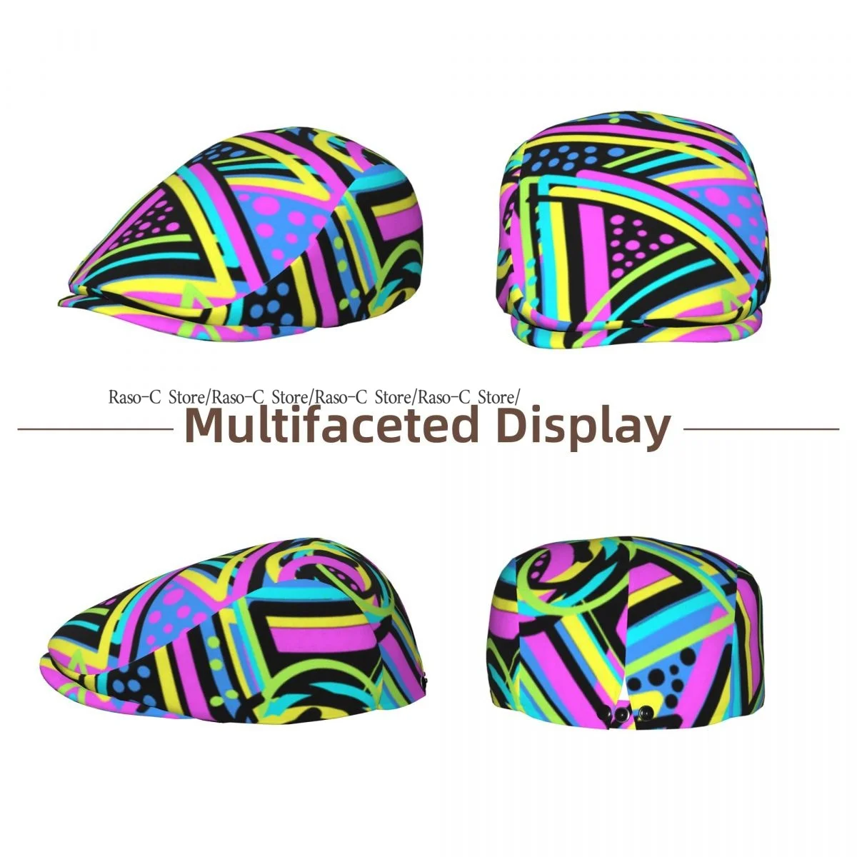 British Gatsby Newsboy Cap For Adults Abstract Geometric Triangles Background Flat Peaked Cap Autumn Winter Beret Hat