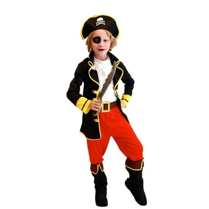 

LQHalloween Costumes Kids Boys Pirate Costume Children Captain Jack Cosplay set for Christmas New Year Purim Pirate Clothes