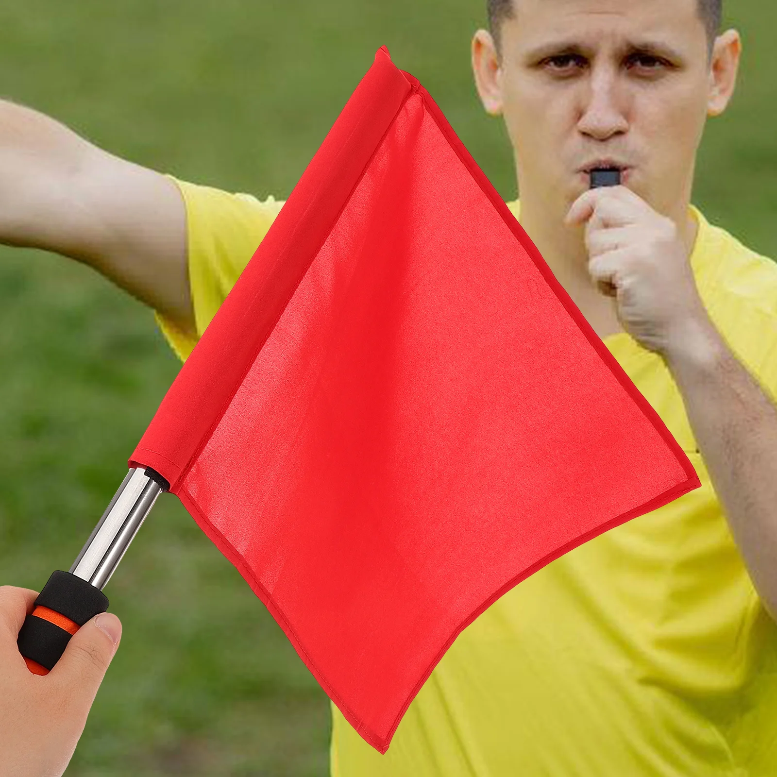 

2Pcs Referee Traffic Flags Durable Anti-Skid Handle Sports Signal Flags for Match Warning Conducting Flag