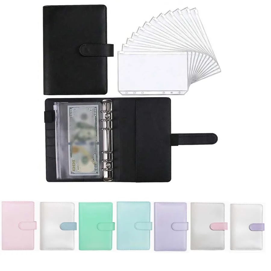 Sharkbang A6 Colorblock PU Binder Collect Book Full Set With 12pcs Zipper Refill Sleeves, Macaroon Gift Set Photocards Album