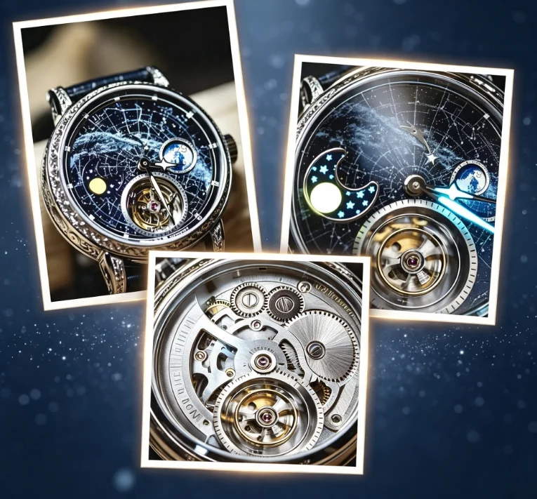 wcxsWatch custom fashion niche starry sky earth moon phase moving tourbillon automatic mechanical watch luminous