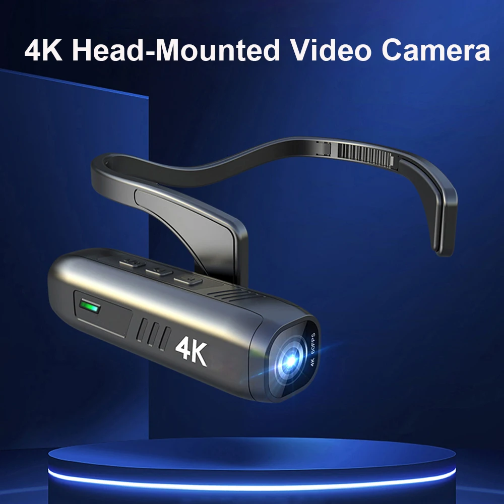 Head Mounted Camera Wearable 4K 30FPS WiFi Video Camera Camcorder Webcam 120°Wide Angle Anti-shake APP Control for Vlog Record