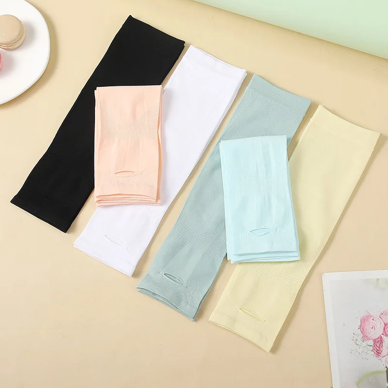 Kids Arm Sleeves Ice Silk Sun Protection Mosquito Breathable Skin Friendly Solid Color Outdoor Summer Child Size Lightweight New