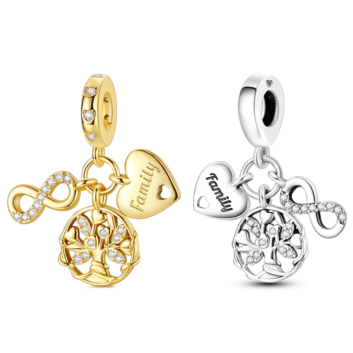 Family Charms Bead 925 Sterling Silver CZ Zircon Eternal Symbol Tree of Life Pendants Fit Original Bracelet Women DIY Jewelry