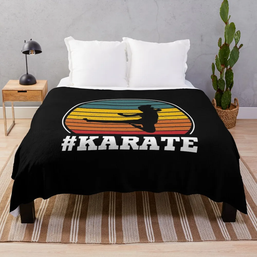 

Karate Retro Style Throw Blanket Plaid on the sofa valentine gift ideas fluffy Blankets