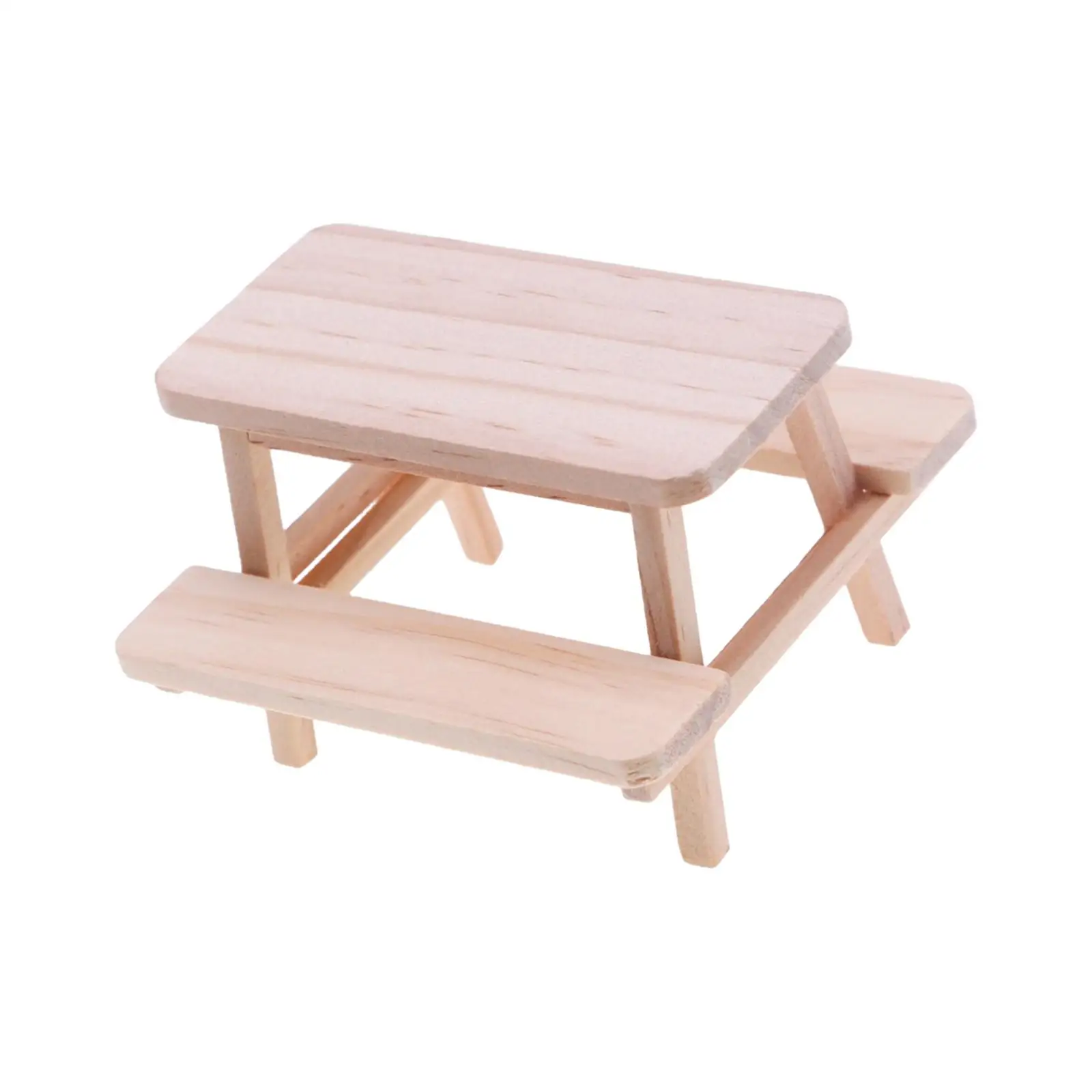 1:12 Dollhouse Table and Chair Set Model Wooden Table Stool Model Dioramas Miniature Furniture for Micro Landscape Sand Table