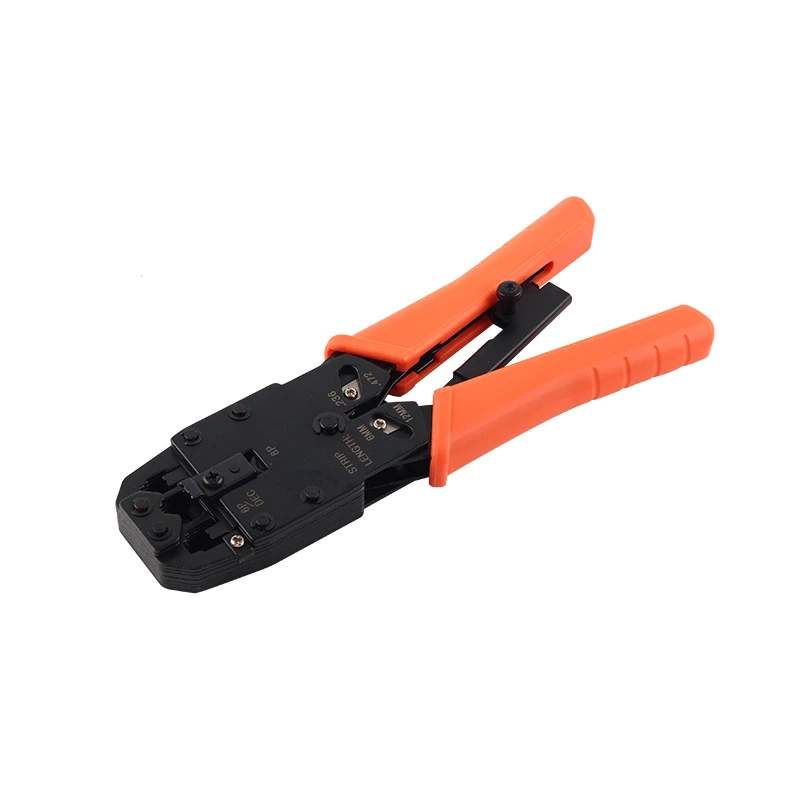 ALLSTRONG Ratchet-style Crimping Pliers, 8P+6P+4P Three-in-One Crimping Tool for Network Telephone Cable RJ45/RJ11 Wire Stripper