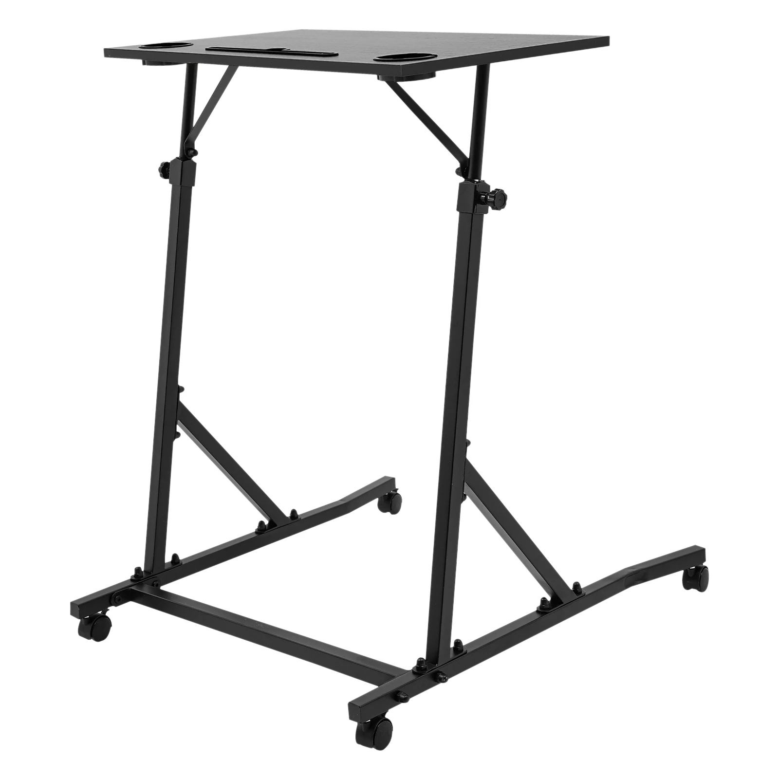 Fitness Desk, Poster Stand, Display Rack, Adjustable Z-Shaped Rolling Table with Dual Cup Holder, 27.6
