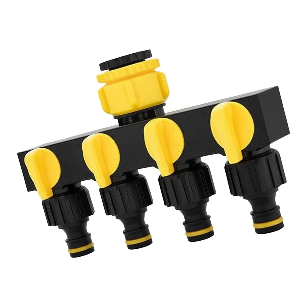 Outdoor Tap Manifold 4 Way Water Splitter For Multi-hose Watering Individual Flow Control Independent Outlets For 1 Inch Hose