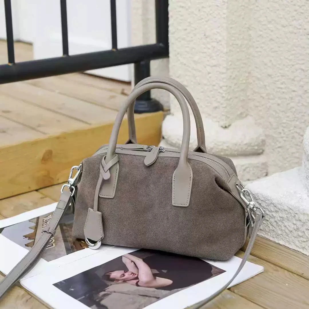 Suede Genuine Leather Handbag Women 2026 New Ladies Cow Leather Tote Bag Young Girls Shoulder or Crossbody Bags