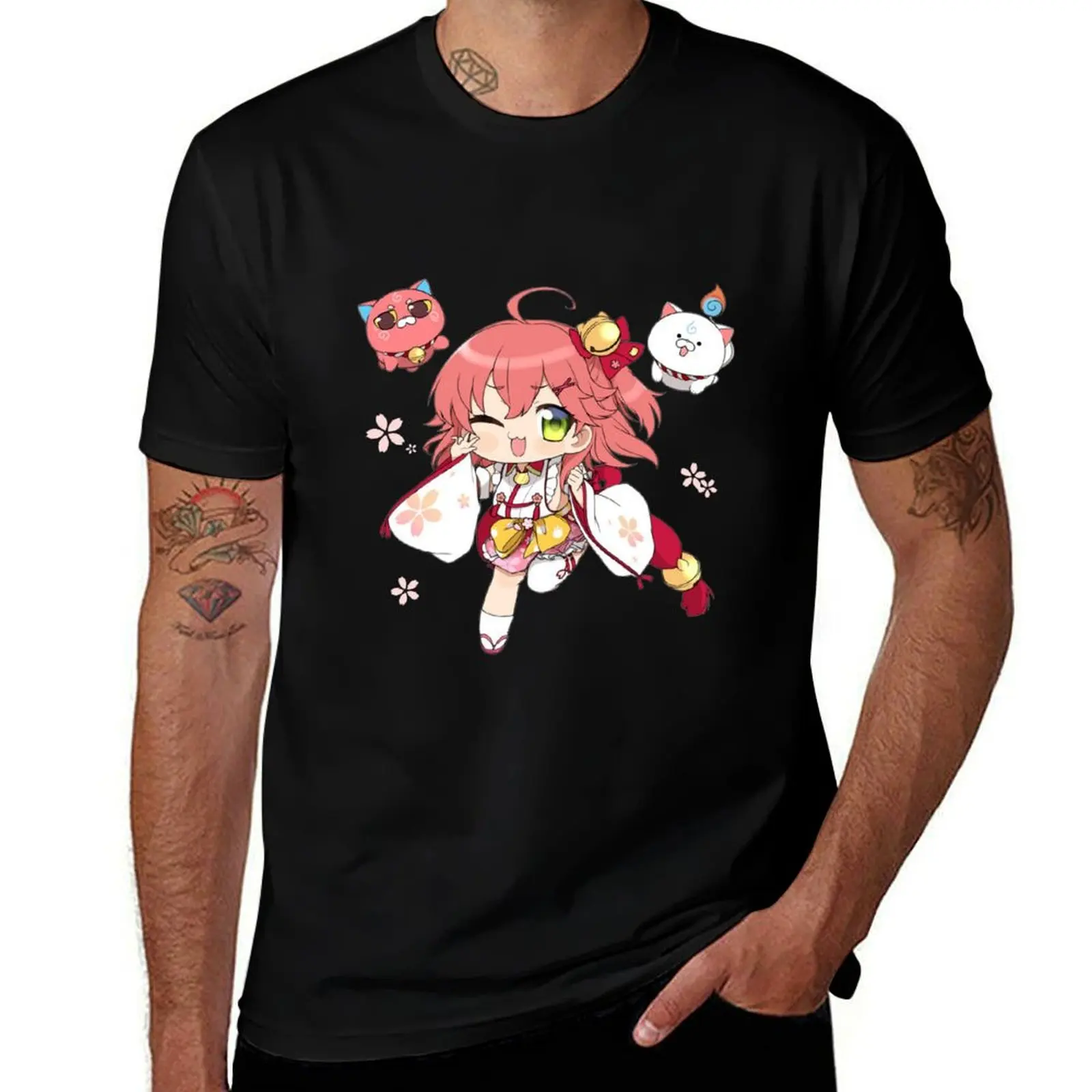 

Sakura Miko Chibi T-Shirt man tshirt man t shirt graphic cotton t shirt pack T-Shirt