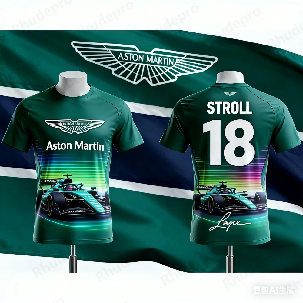 

Aston Martin Team 2026 Alonso No. 14 Lance Stroll 18 Short-Sleeve Racing T-Shirt Men Comfortable Breathable Race Fan Clothing