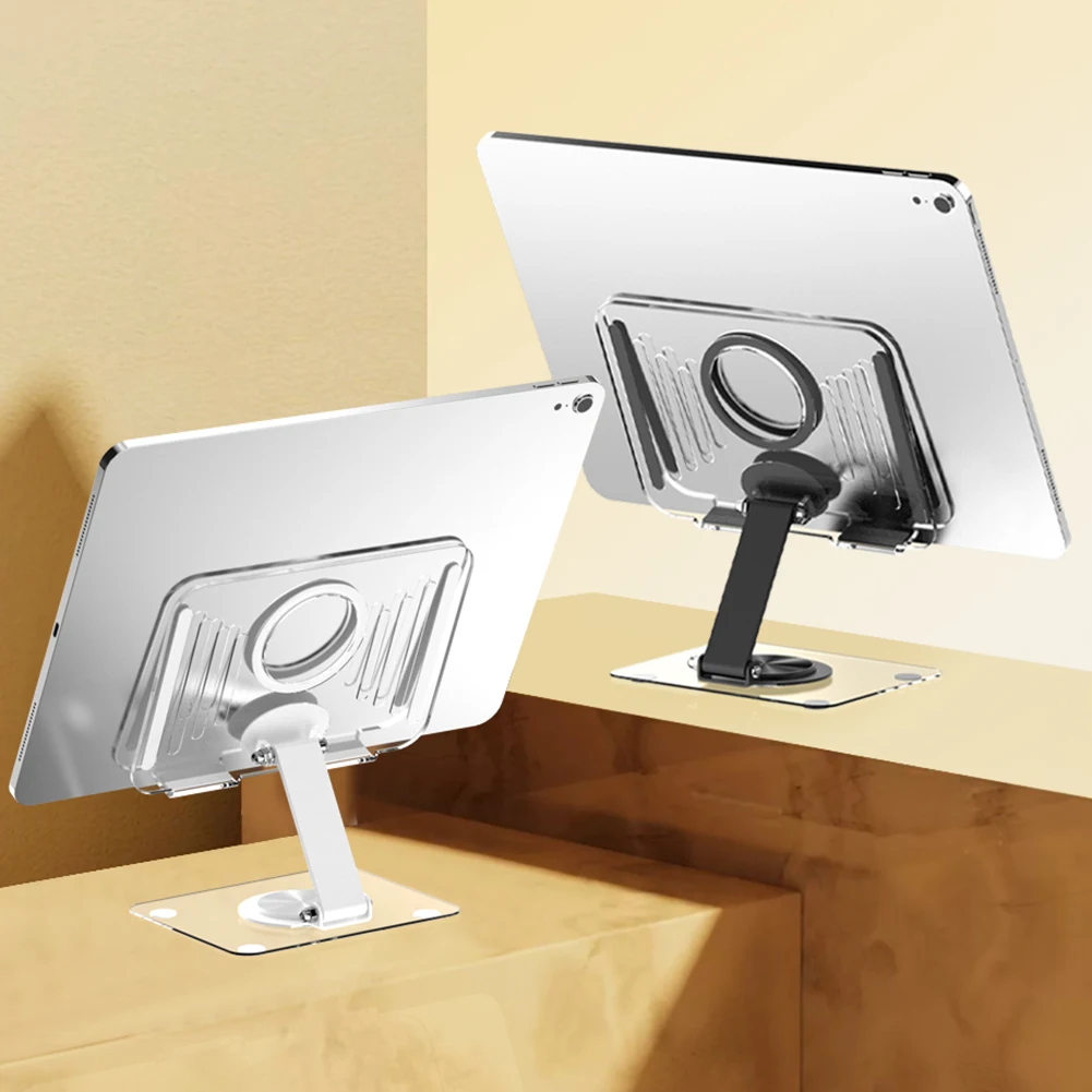 

Акриловая настольная подставка, складной прозрачный держатель для планшета с вращающимся на 360 градусов основанием, регулируемый для Samsung Xiaomi Huawei, до 13 дюймов
