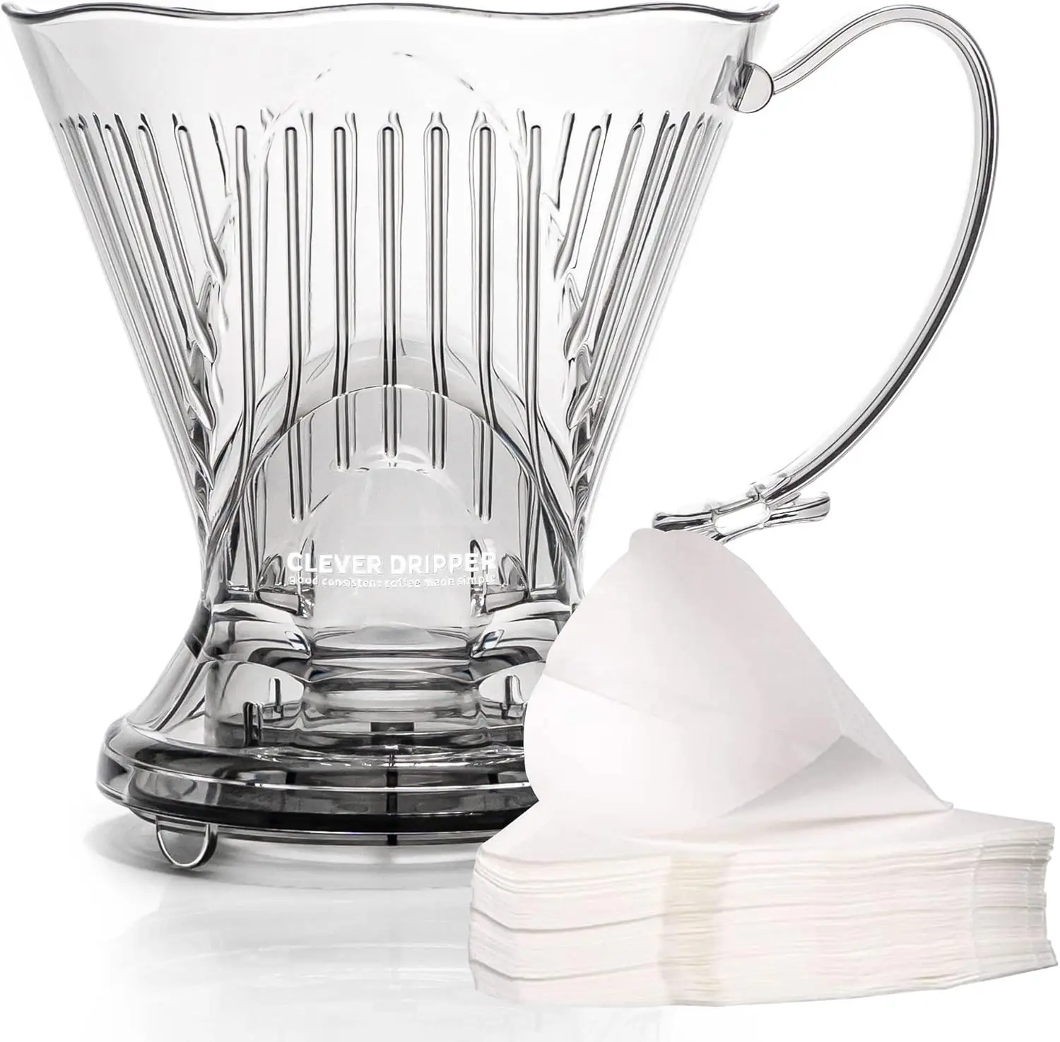 

Large 18 oz Pour Over Coffee Dripper with Filters, Coaster, and Lid - BPA-Free Plastic Design