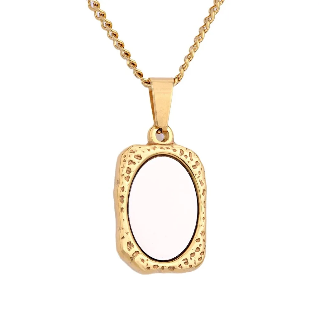 Stainless Steel Vintage Mirror Pendant Necklace For Women Girls Rectangle Shape Blank Bar Charms Chains Choker Jewelry Gifts