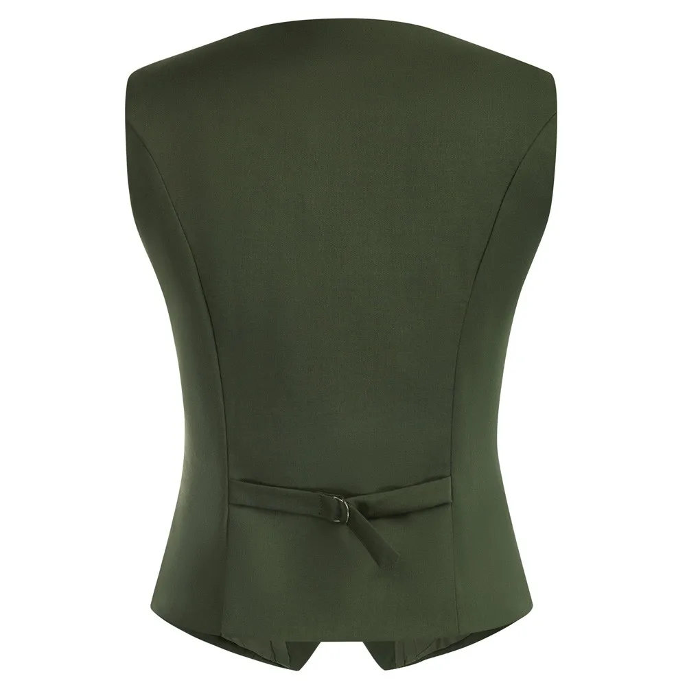 Women\'s Vest Army Green Double Breasted Tank Top Slim Lapel Tank Top Vintage Steampunk Clothing for Elegant Chaleco Mujer 2022