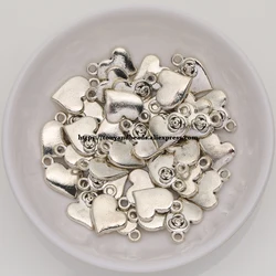 (50Pcs/Lot) Zinc Alloy Tibetan Silver European Charm Heart-Shape Pendant Size 14X11mm ZN40251B