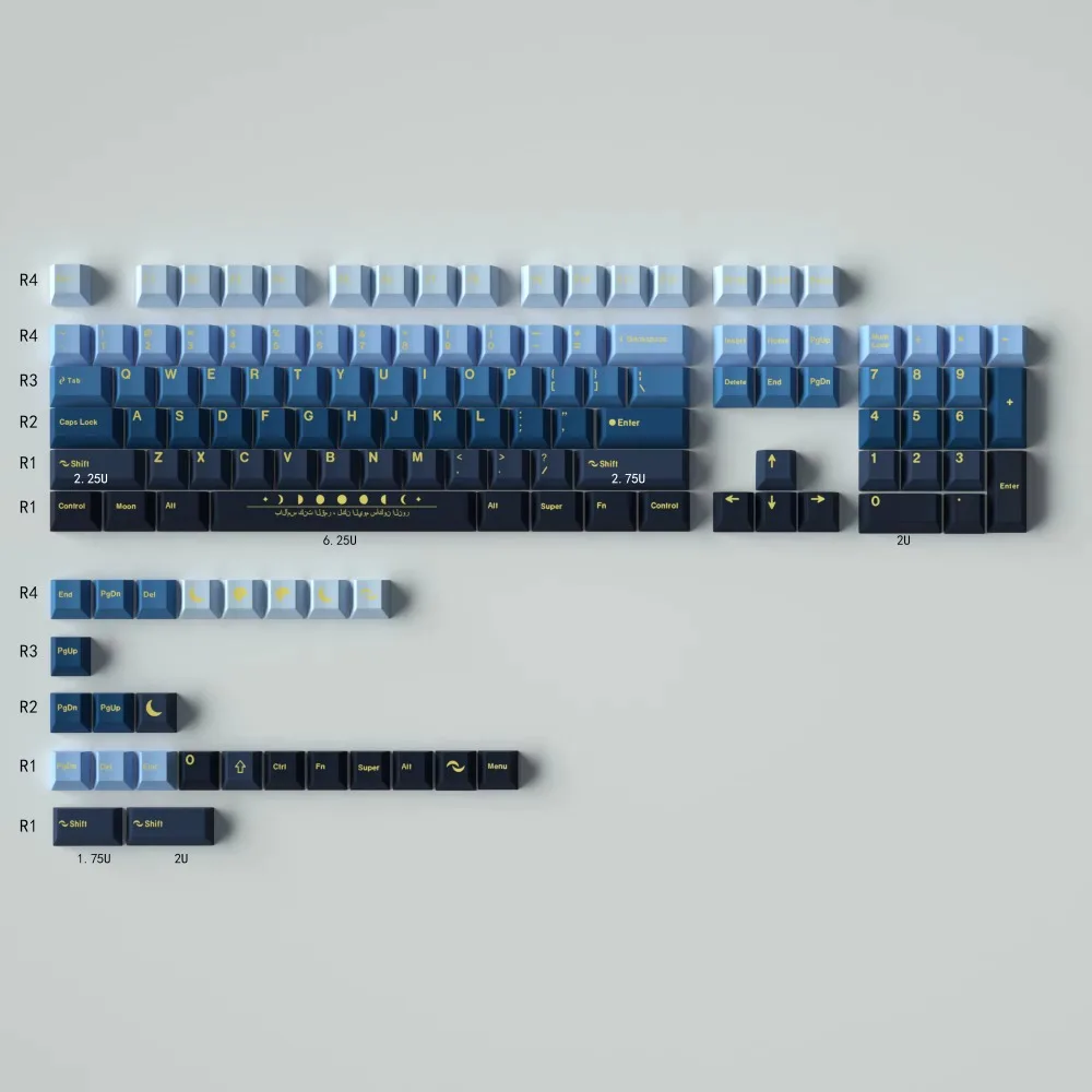 

Moonrise gradient blue large full set of mechanical keyboard keycaps 152 keys PBT heat sublimation cherry original height