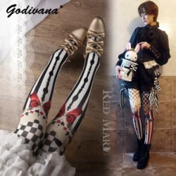 Lolita Original Printed Pantyhose Lo Lolita Socks Women Girls Sweet Tights Spring and Autumn Leggings Stockings