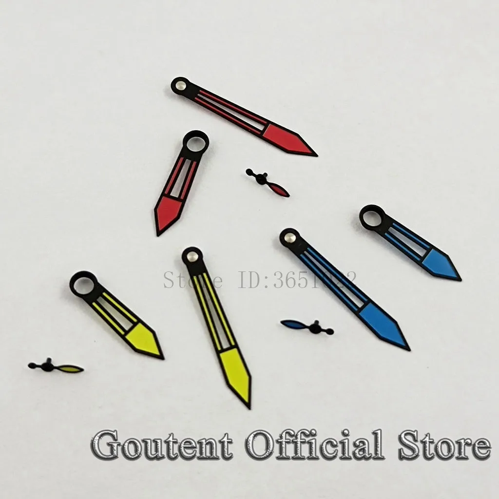 Goutent 4 Types Black Blue/Yellow/Green/Red Watch Hands Fit ETA 6497 6498 Seagull 3600 3620 Movement