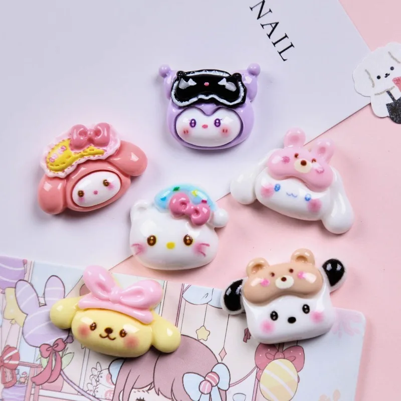 

10pcs Hello Kitty Decoration Cute Cartoon DIY Keychain Hair Clip Nail Accessories Travel Women Supplies Student Gift Wholesale