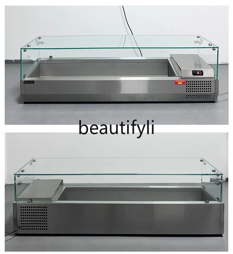 FF Fresh-Keeping Countertop Refrigerated Display Counter Desktop Pizza Operation Table Dessert Ordering Cold Cabinet