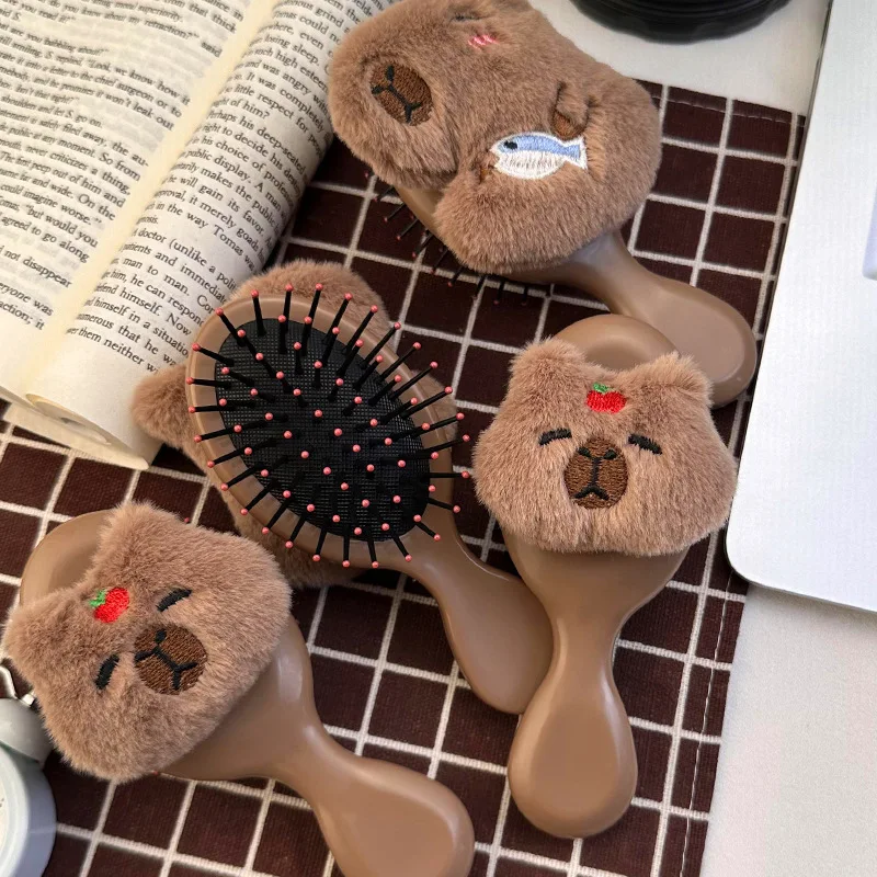 Mini Hair Brush for Women Girls, Cute Cartoon Ultra-Soft Airbag Comb Ease for All Hair Types - Long Short Thick Curly