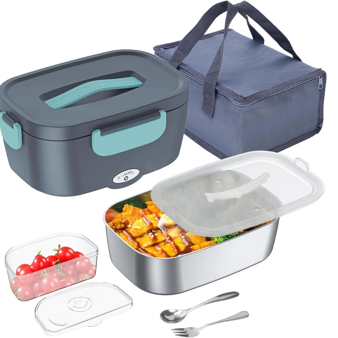 Portable electric lunch box 1 bottle pc car stainless steel plastic 2-in-1 household insulation heating lunch box can be plugged