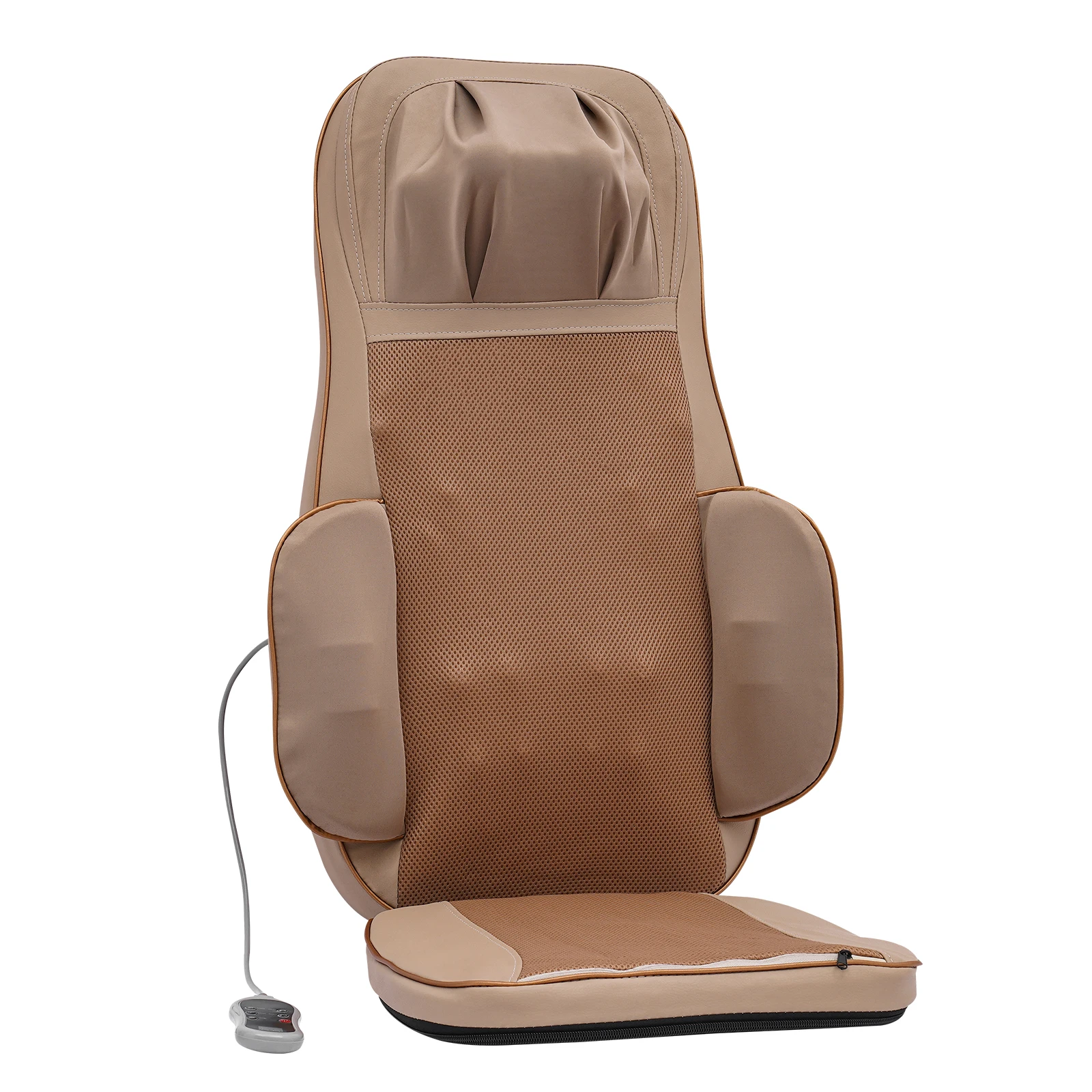 Tapis de massage en tissu PU et maille 42 ℃   Compresse Chaude Constante avec Arrêt Automatique Après 15 Minutes, Utilisation à Domicile ou en Voiture, Coussin de Massage avec Télécommande