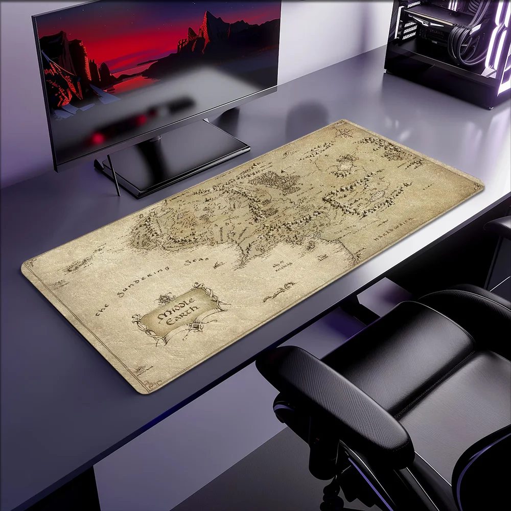 Karte The L-Lord Rings M-Middle Earth Mauspad, rutschfest, verdickt, großes Schreiben, Lockedge, Büro, Studenten, Gaming-Kissen, Mauspad