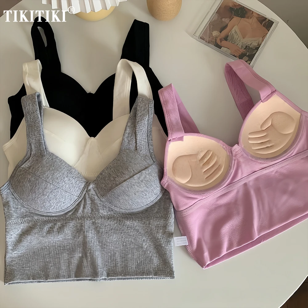 Women Sexy Crop Top V Neck Beautiful Back Camisole Sleeveless Push Up Camisole Comfortable Tank Tops Summer Outfits Vest