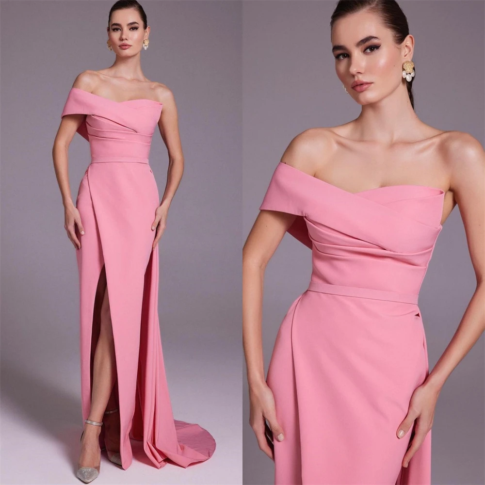 

Exquisite One-shoulder Sheath Celebrity Fold Skirts Satin Occasion Evening Gown robe pour cérémonie de mariage