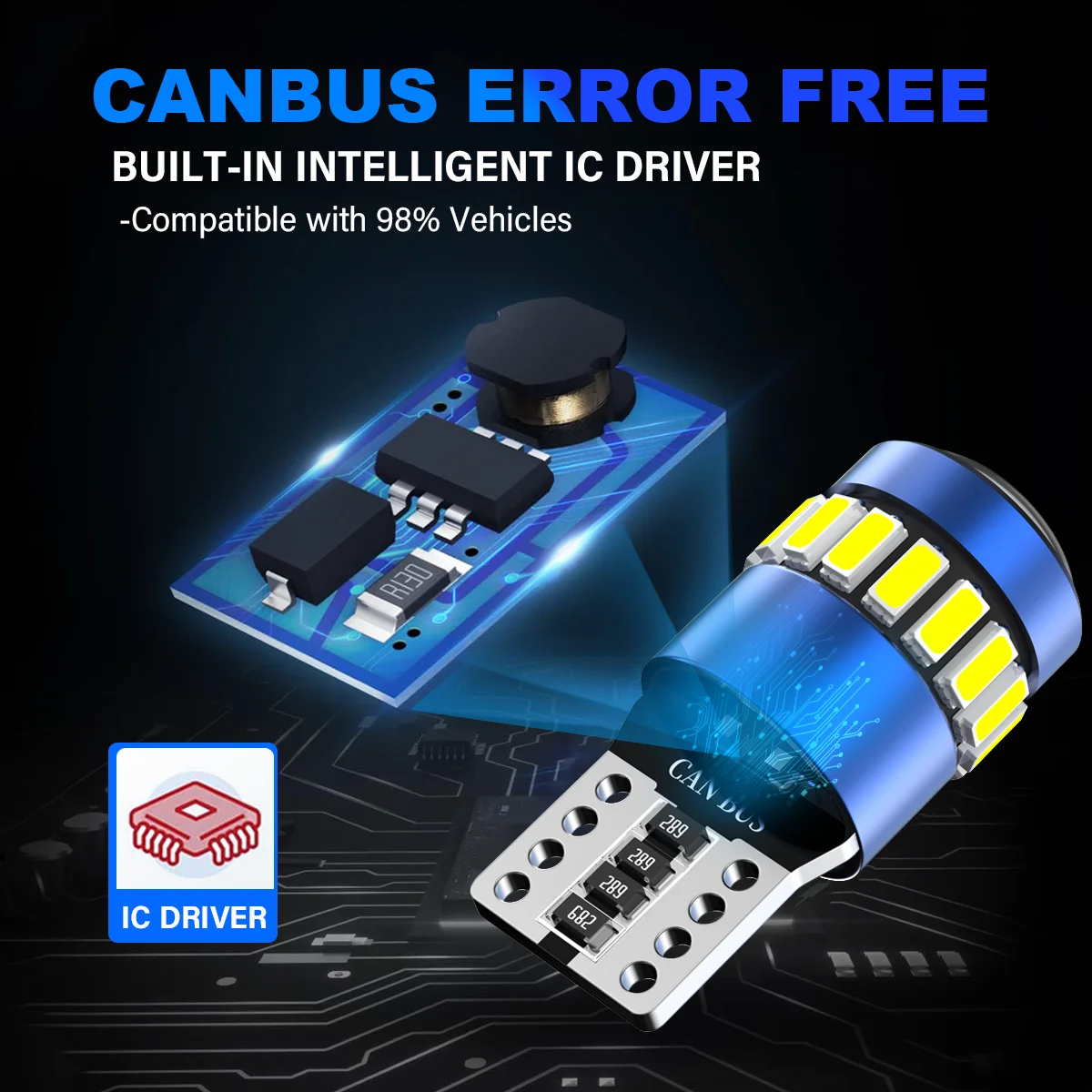 

2pcs T10 W5W Canbus LED 194 3030 SMD 5W Car Dome Reading License Plate Light Signal Lamp Auto Car Interior Side Light 6500K 12V
