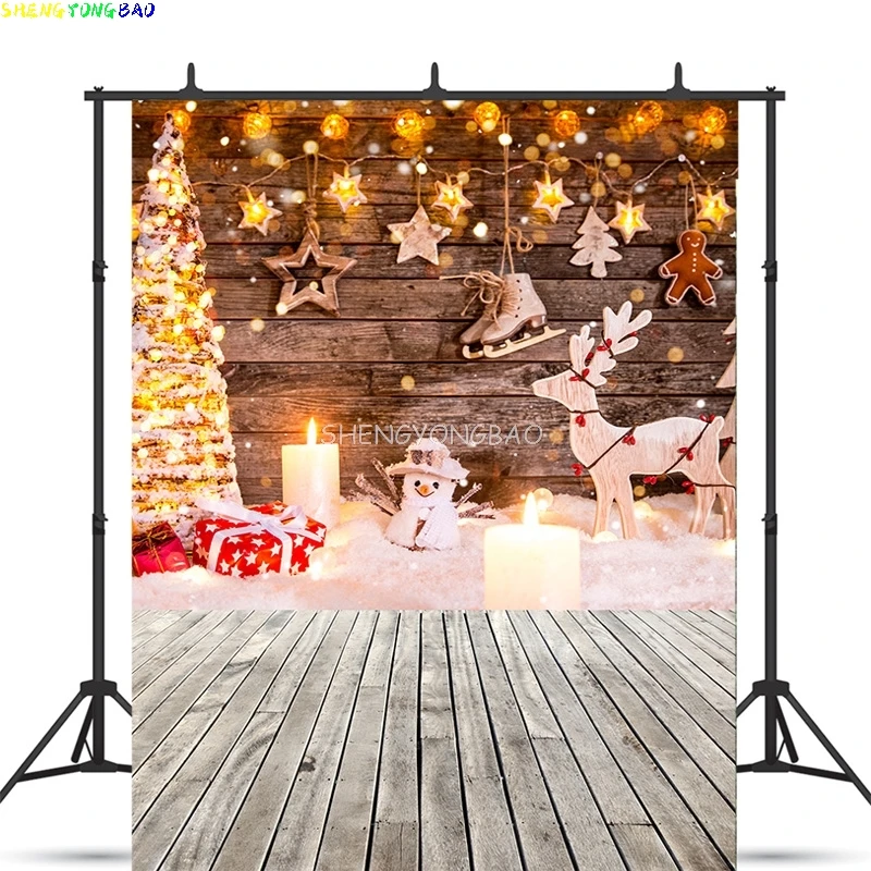 Vinyl Custom Christmas Tree Photography Backdrop Snow Gift Party Decor Kids Banner Background Holiday Photo Studio Prop DN-03