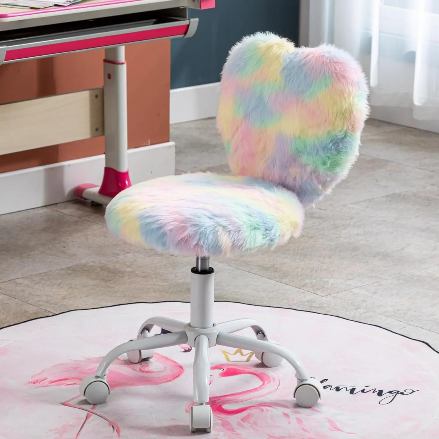 

Reading Chair, Rolling Cute Desk Chair For Swivel Office Chair With Wheels & Heart Back Adjustable, Customized