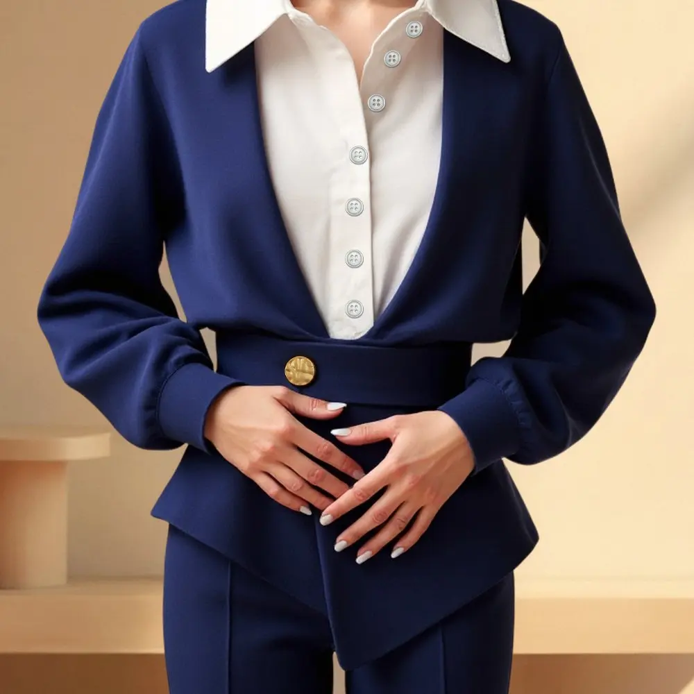 

Осенняя маленькая рубашка стандартного кроя с высоким воротником в повседневном стиле, женский топ без украшений, модная удобная верхняя одежда