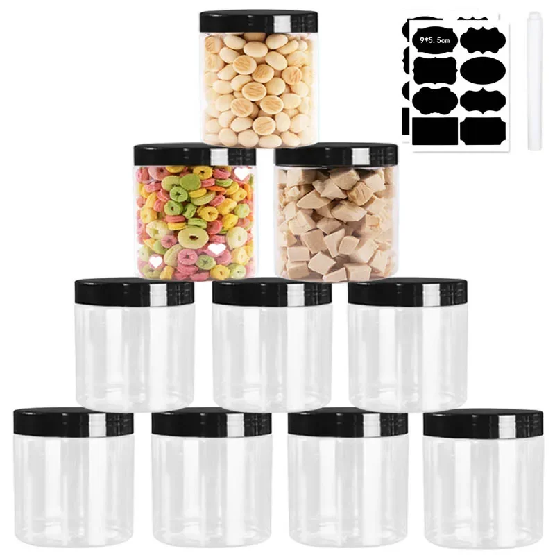 12/24Pcs 250ml Kitchen Empty Jar with Sticker & Pen Seasoning Dry Goods Honey Packing Jar Cosmetics Face Cream Storage Container