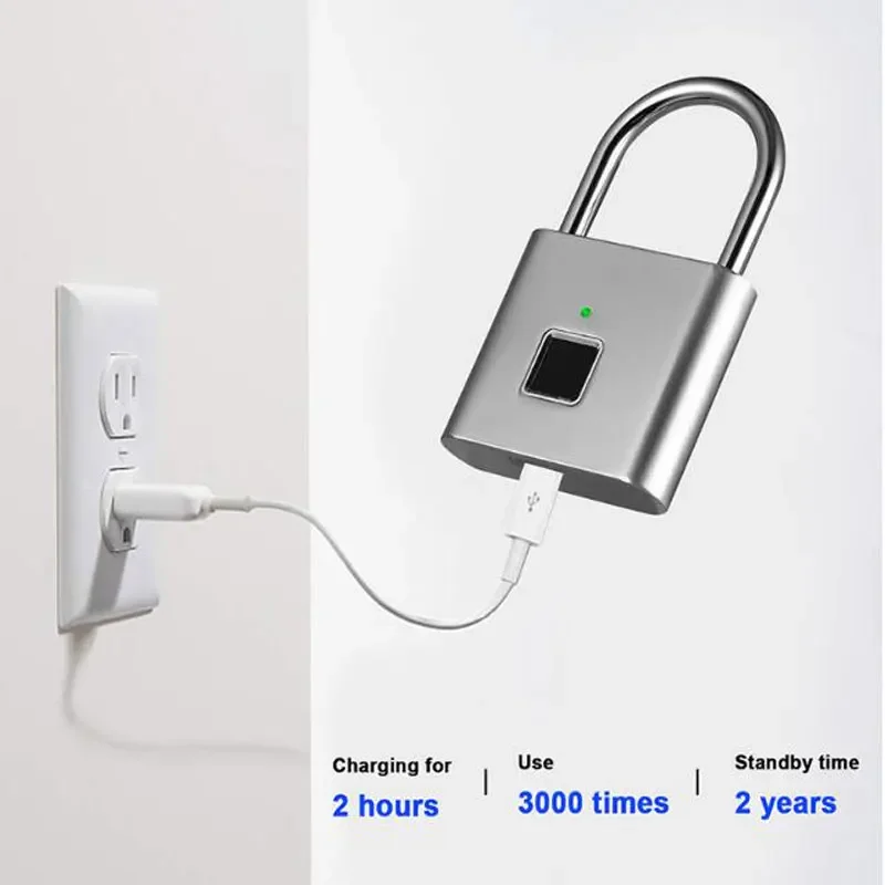 Дверной замок с зарядкой через USB, умный замок с отпечатками пальцев, быстро разблокирующийся чип из металла из цинкового сплава