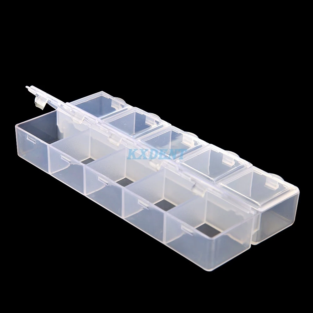 

2pcs 10 Slots Dental Orthodontic Brackets/Buccal tubes/Bands Parts Case Box With Individual Caps Dentistry Storage Box Case