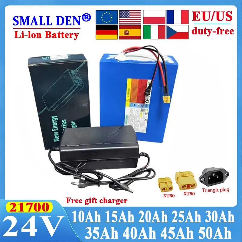

24V 10Ah 15Ah 20Ah 25Ah 30Ah 35Ah 40Ah 45Ah 50Ah 21700 Lithium battery 0-1000W Built in BMS For scooters, tricycles, motorcycles